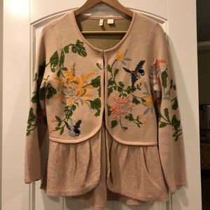 Anthropologie beaded bird cardigan
